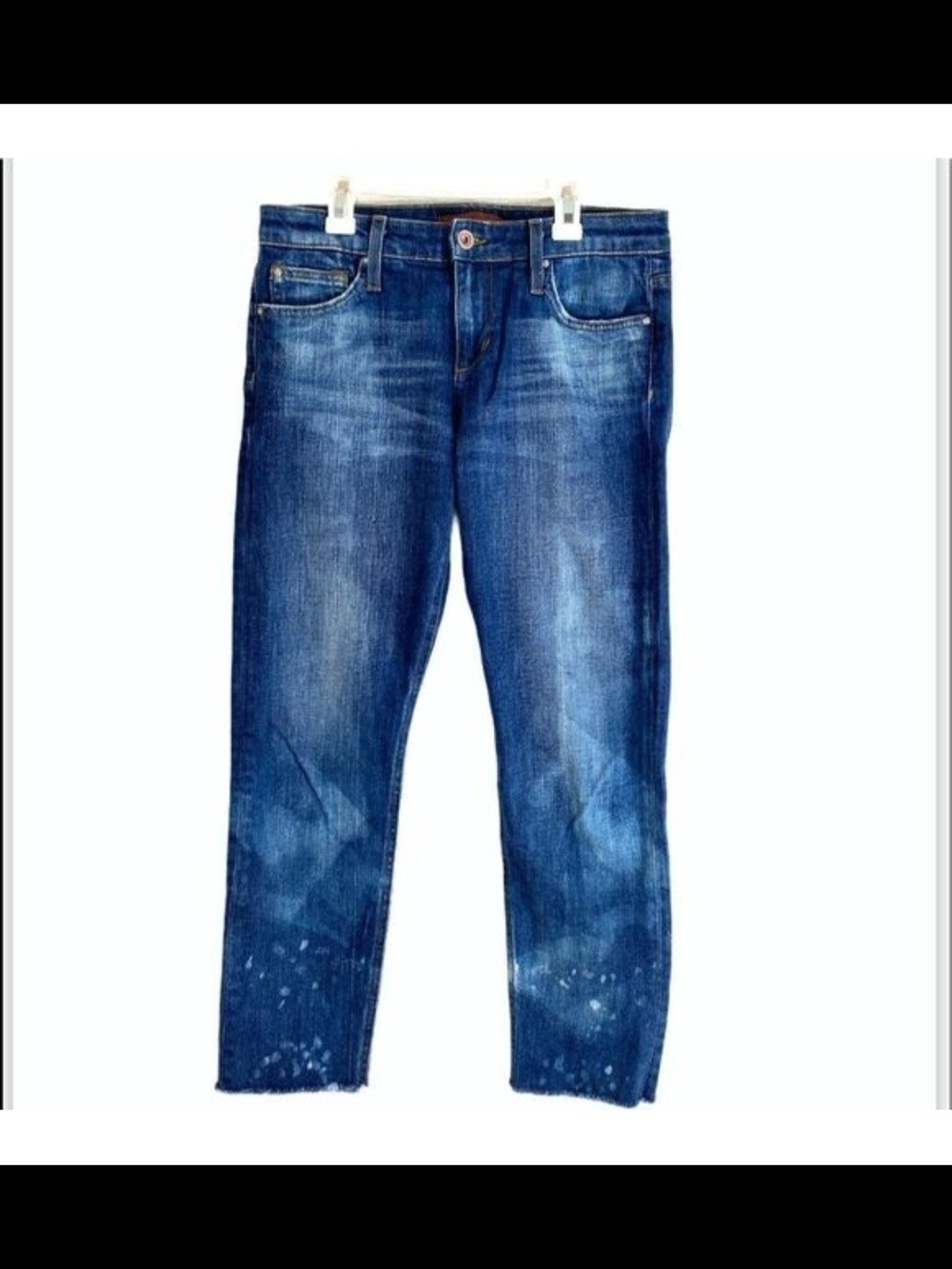 Joe's Jeans The Ex Lover boyfriend Straight Med Blue Distressed Ankle Jeans